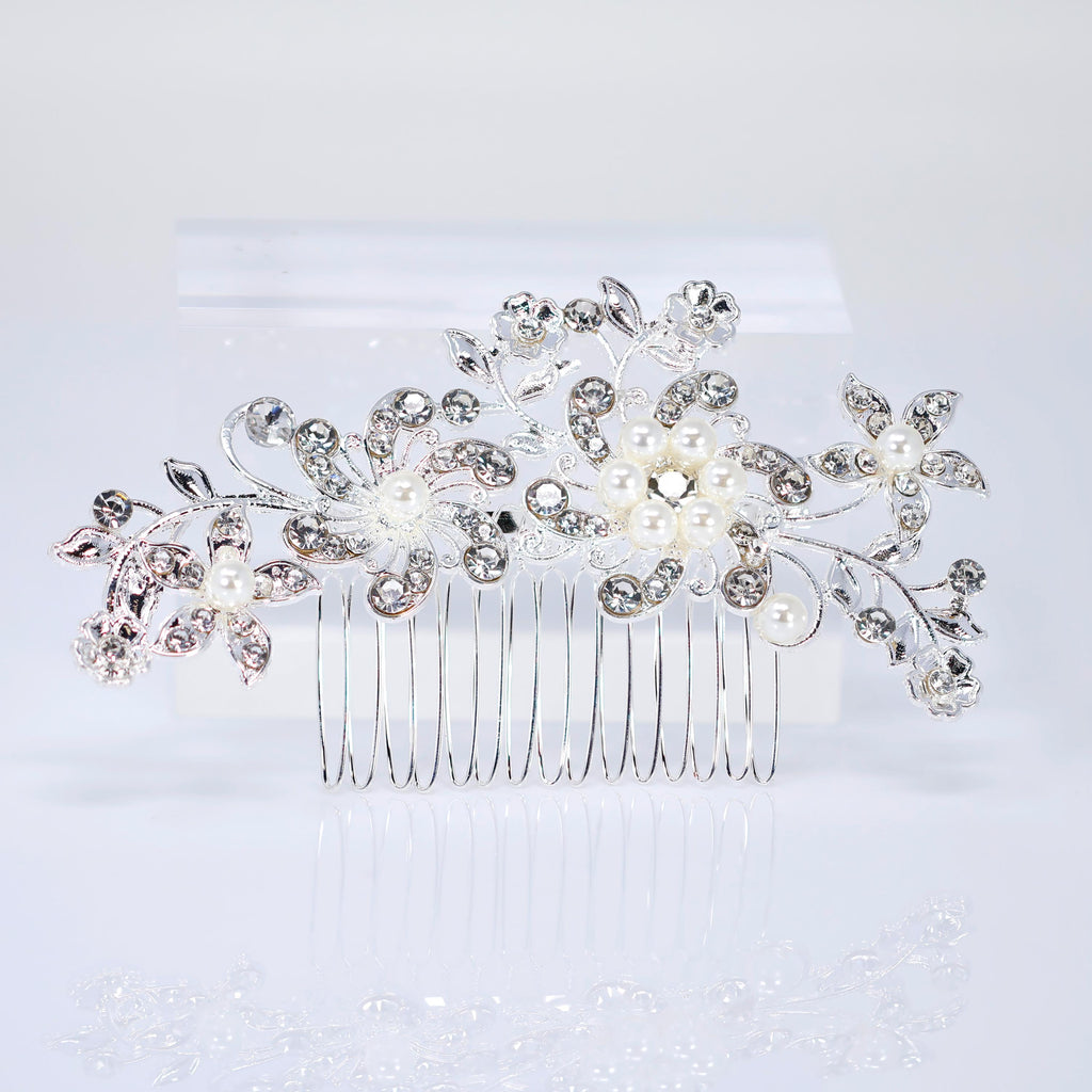 Rhinestone Bridal Hair Comb: Pearl And Floral Dream Hair Comb, Gift For Her