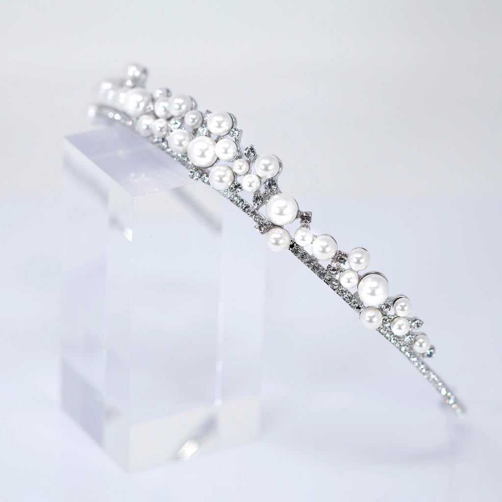 A Crown For the Moon Pearl Tiara , Bridal Crown, Crystal Wedding, Crystal Wedding Crown, Tiara Bride