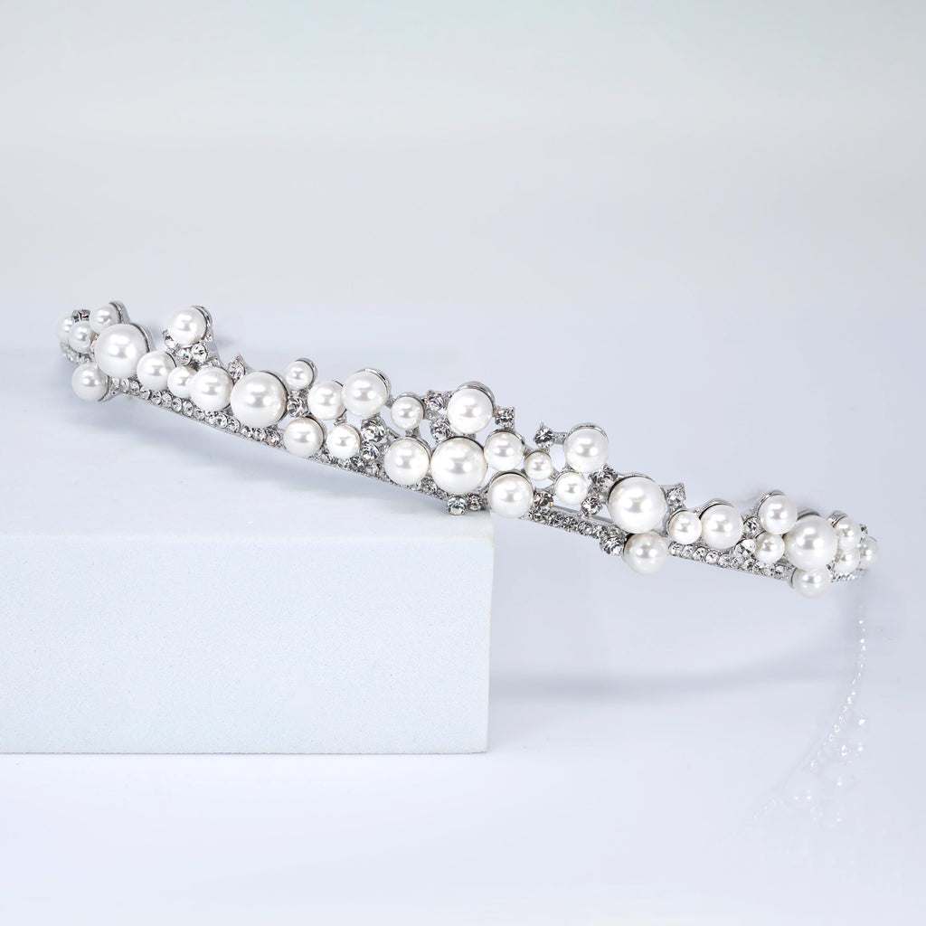 A Crown For the Moon Pearl Tiara , Bridal Crown, Crystal Wedding, Crystal Wedding Crown, Tiara Bride