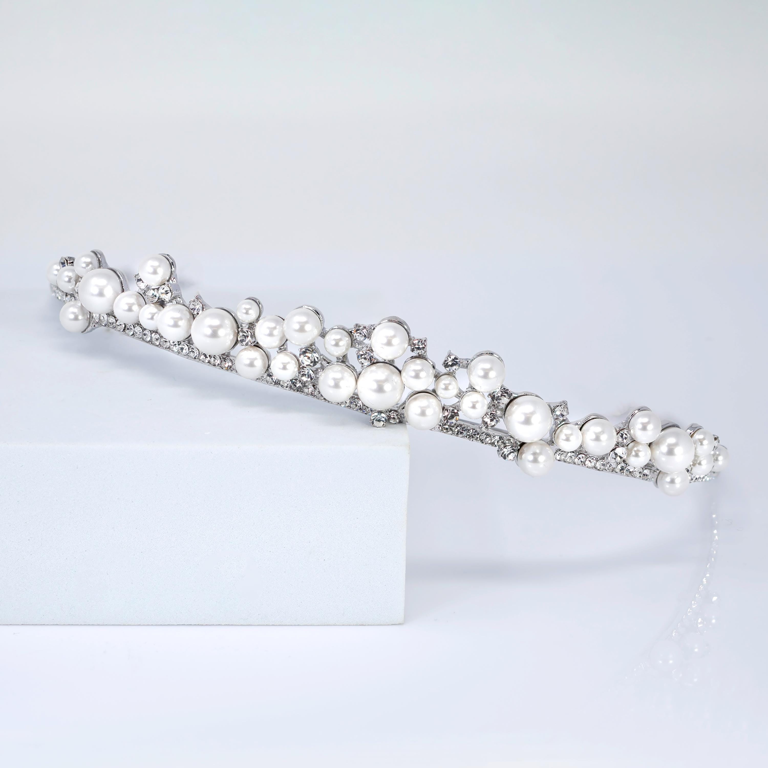 A Crown For the Moon Pearl Tiara , Bridal Crown, Crystal Wedding, Crystal Wedding Crown, Tiara Bride