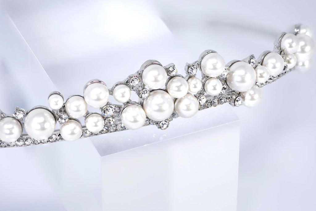 A Crown For the Moon Pearl Tiara , Bridal Crown, Crystal Wedding, Crystal Wedding Crown, Tiara Bride