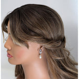 Swarovski Crystal Faux Pearl Drop Vine Leaves Earrings, Long Bridal Earrings, Statement Earrings Cz