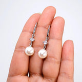 Pearl Promise Drop Bridal Earrings, Crystal Bridal Earrings, Statement Earrings Cz