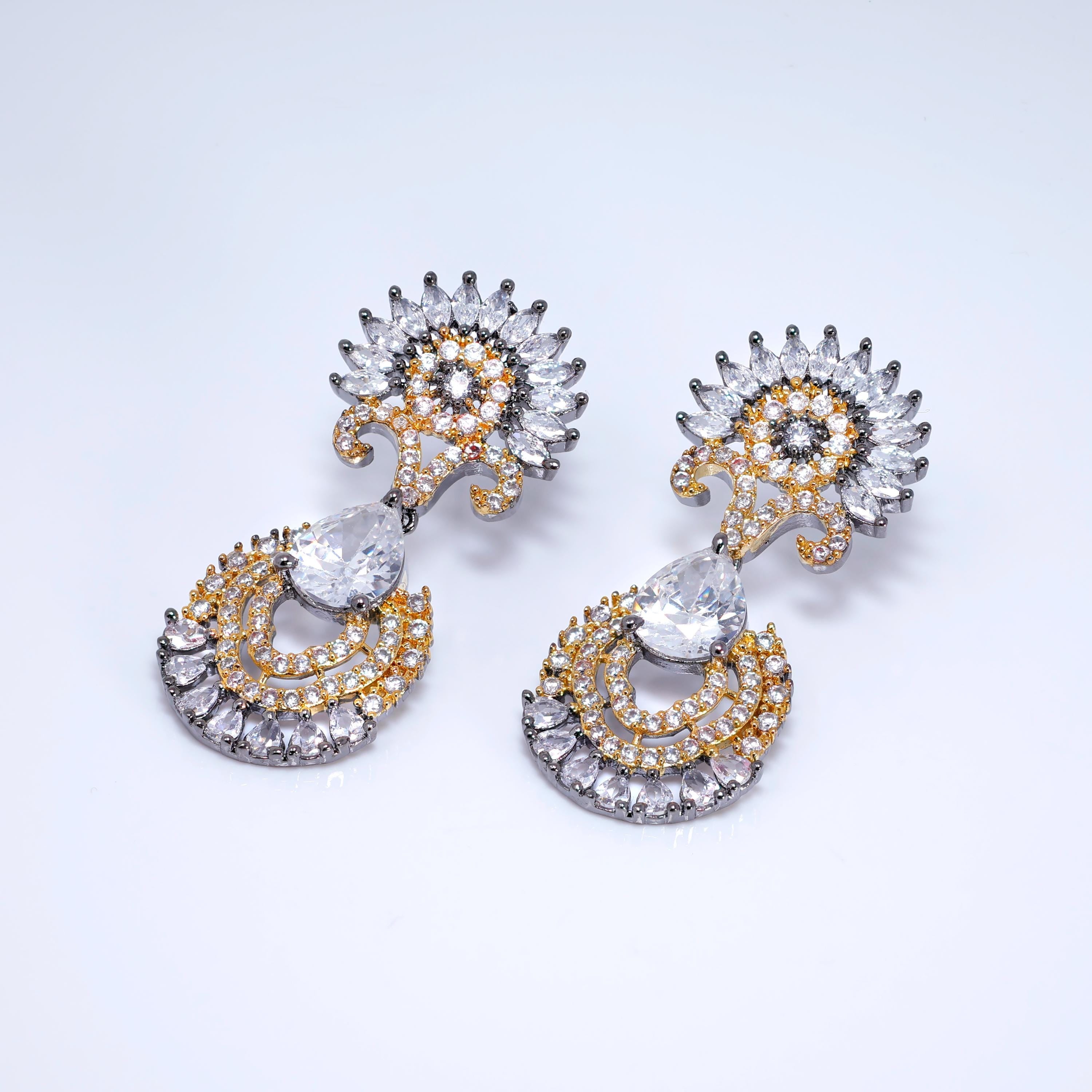 Black Gold Sunrise Sonata Earrings: Statement Chandelier Earrings