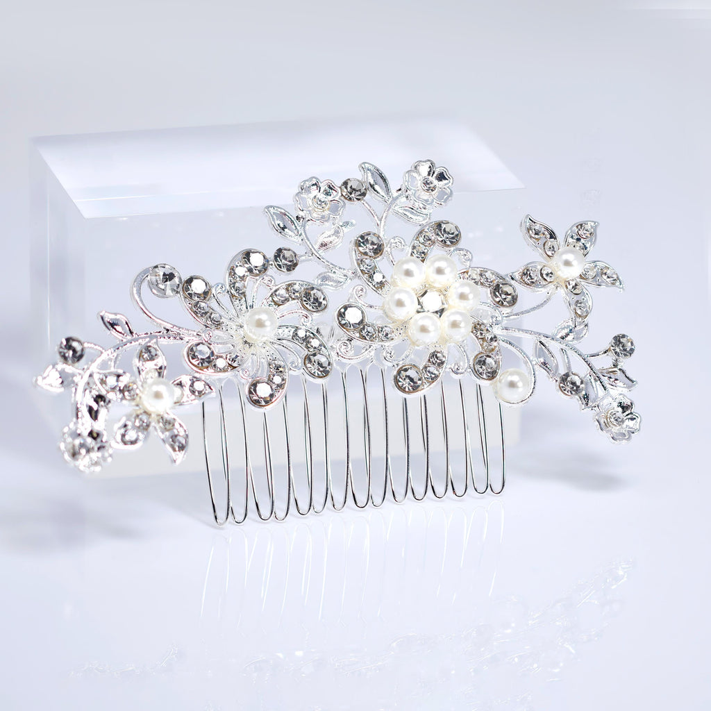 Rhinestone Bridal Hair Comb: Pearl And Floral Dream Hair Comb, Gift For Her