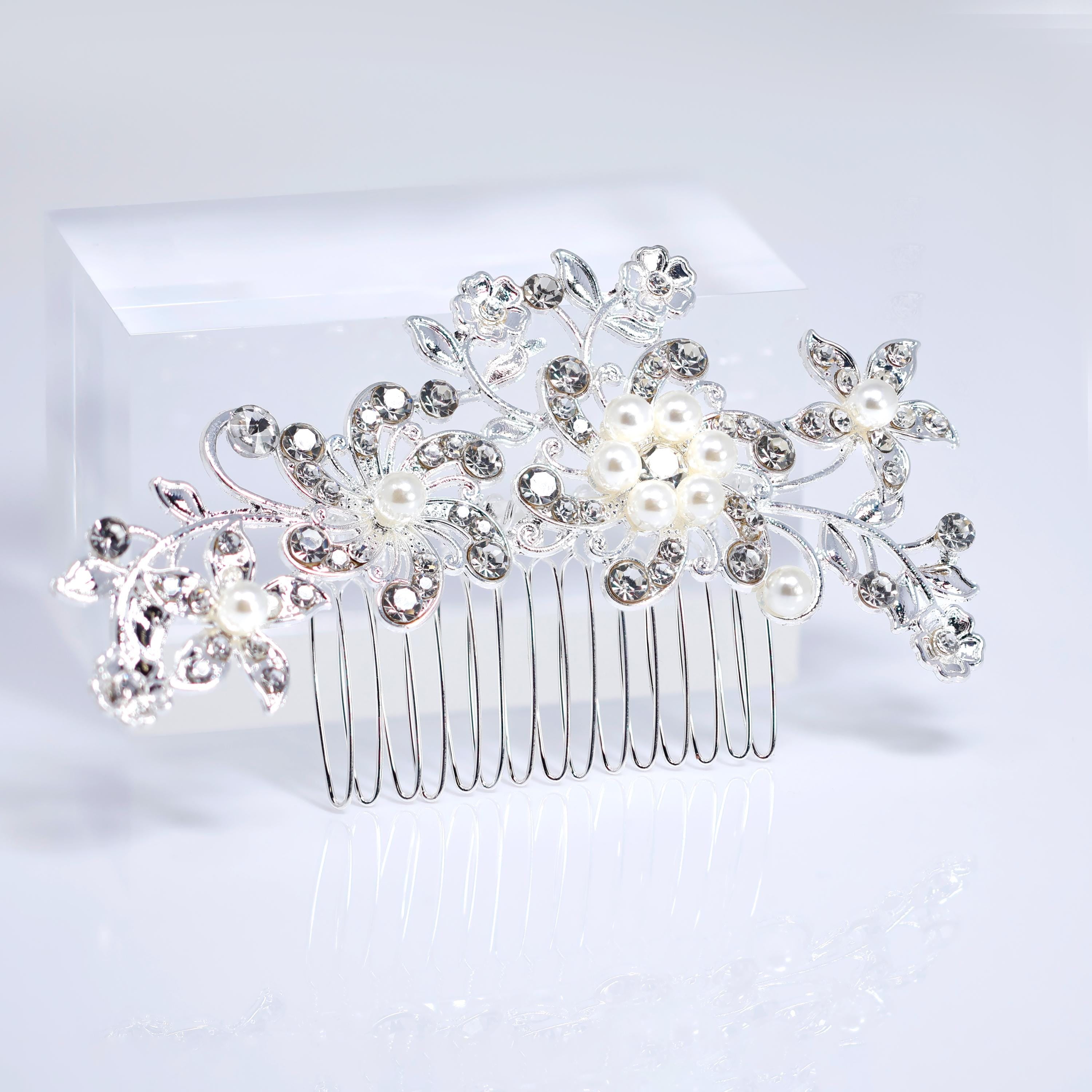 Rhinestone Bridal Hair Comb: Pearl And Floral Dream Hair Comb, Gift For Her