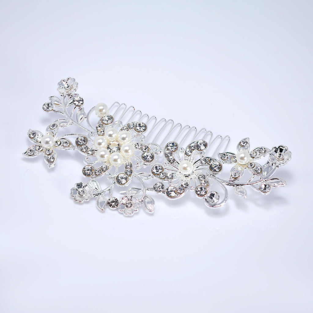 Rhinestone Bridal Hair Comb: Pearl And Floral Dream Hair Comb, Gift For Her