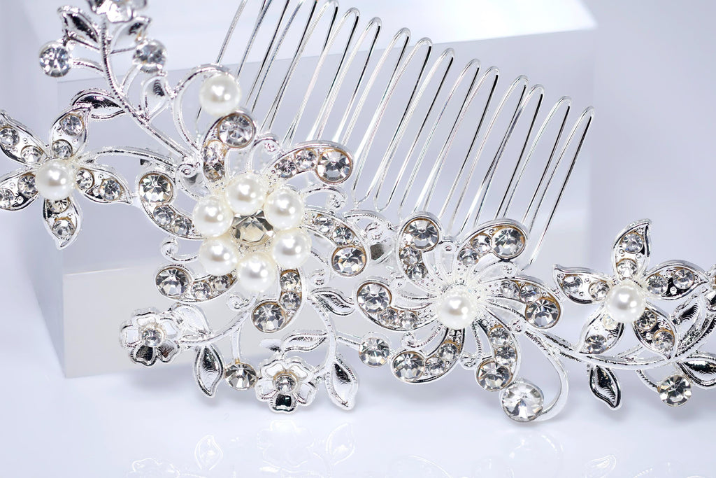 Rhinestone Bridal Hair Comb: Pearl And Floral Dream Hair Comb, Gift For Her