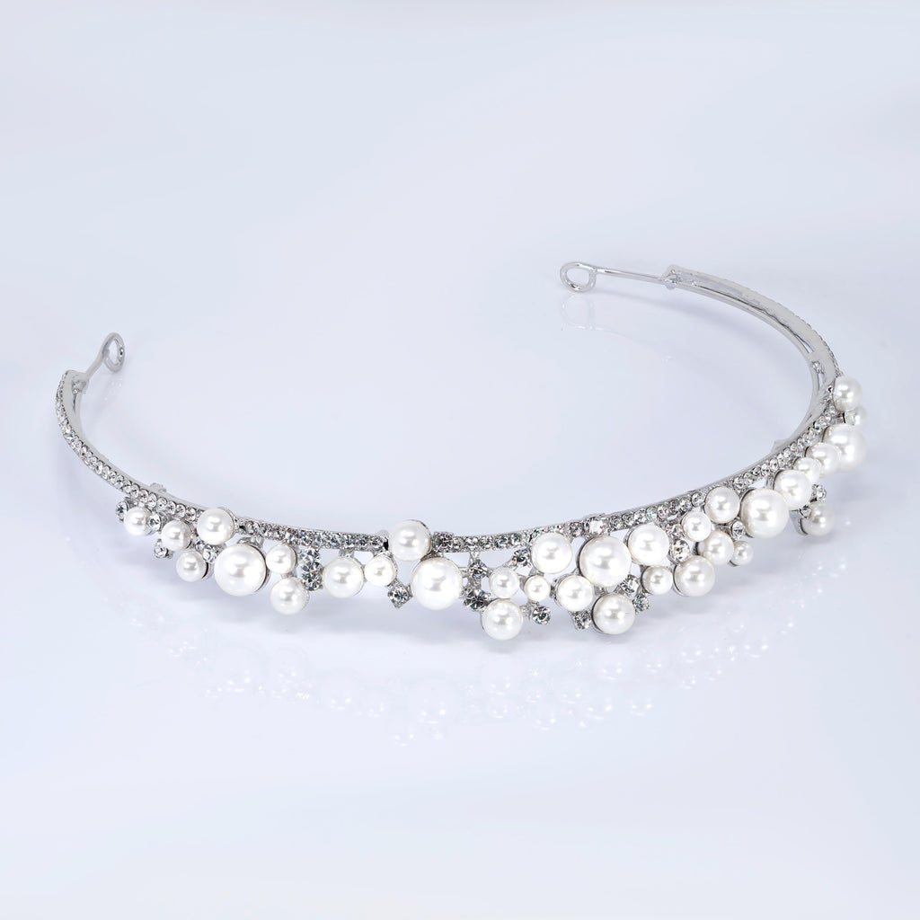 A Crown For the Moon Pearl Tiara , Bridal Crown, Crystal Wedding, Crystal Wedding Crown, Tiara Bride