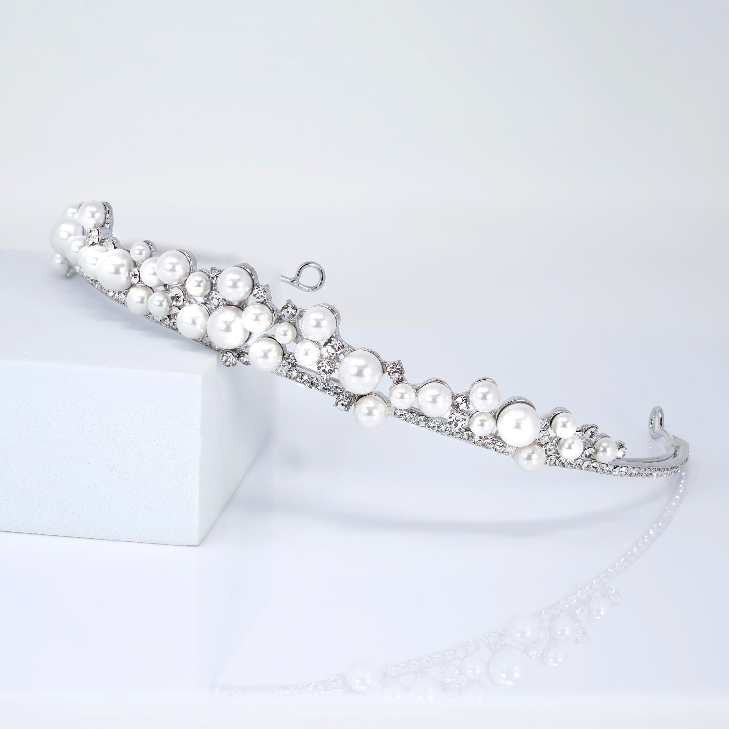 A Crown For the Moon Pearl Tiara , Bridal Crown, Crystal Wedding, Crystal Wedding Crown, Tiara Bride