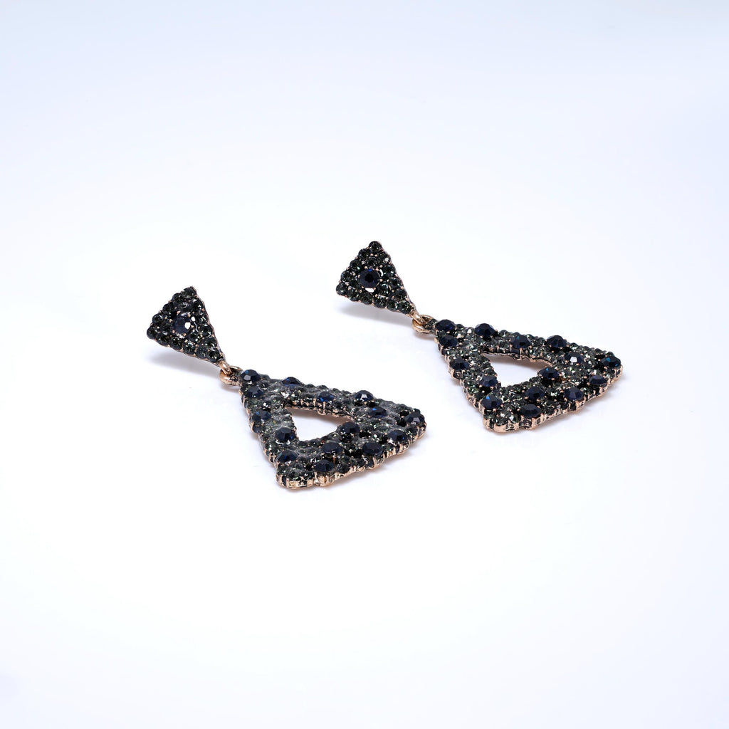 Black Deep Blue Starless Night Triangle Earrings: Valentine Statement Jewelry