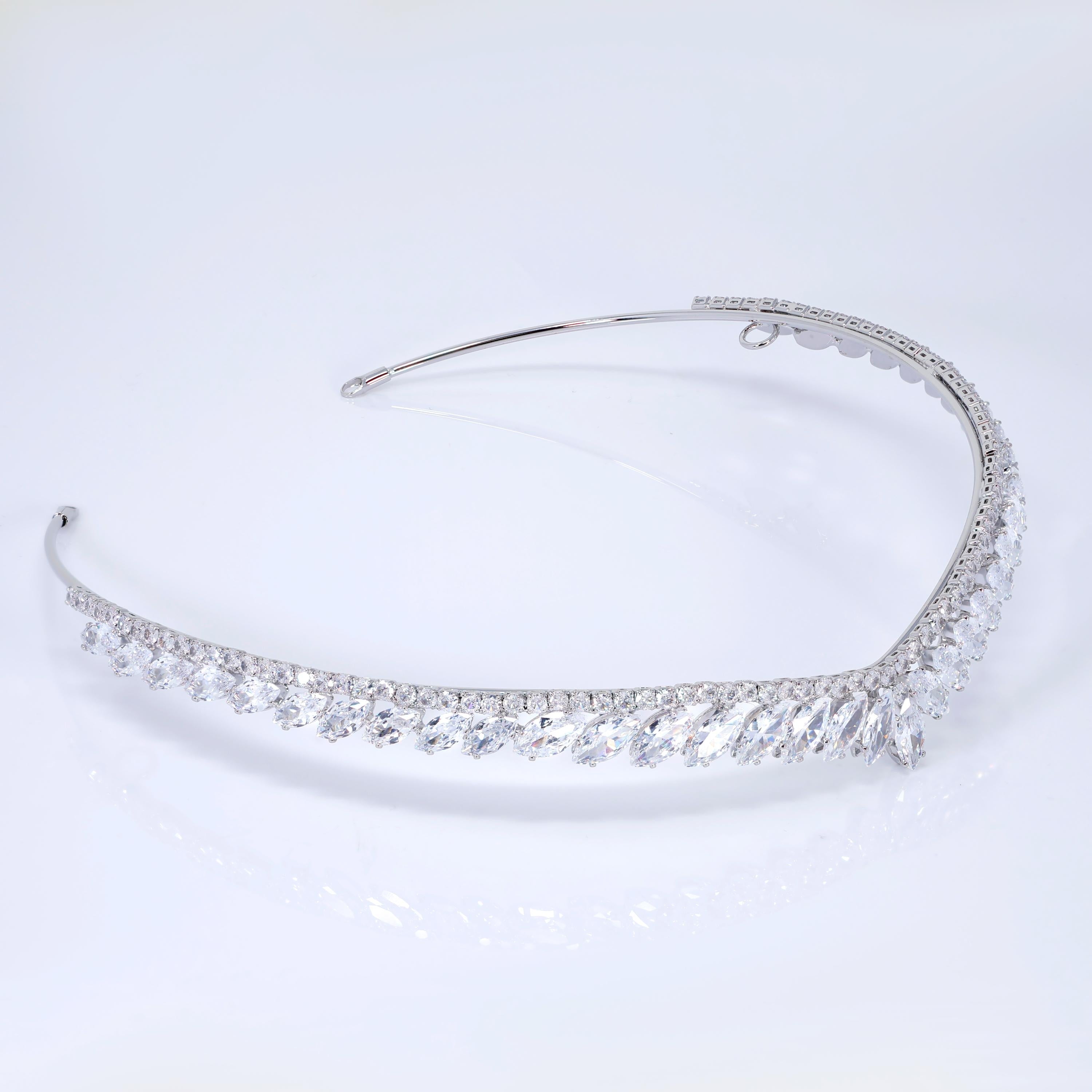 CZ A Garland of Light wedding Dainty Leaves tiara, Crystal bridal tiara, Crown Bride