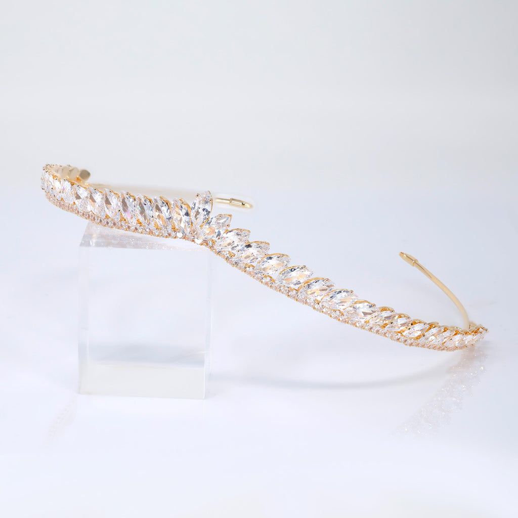 CZ A Garland of Light wedding Dainty Leaves tiara, Crystal bridal tiara, Crown Bride