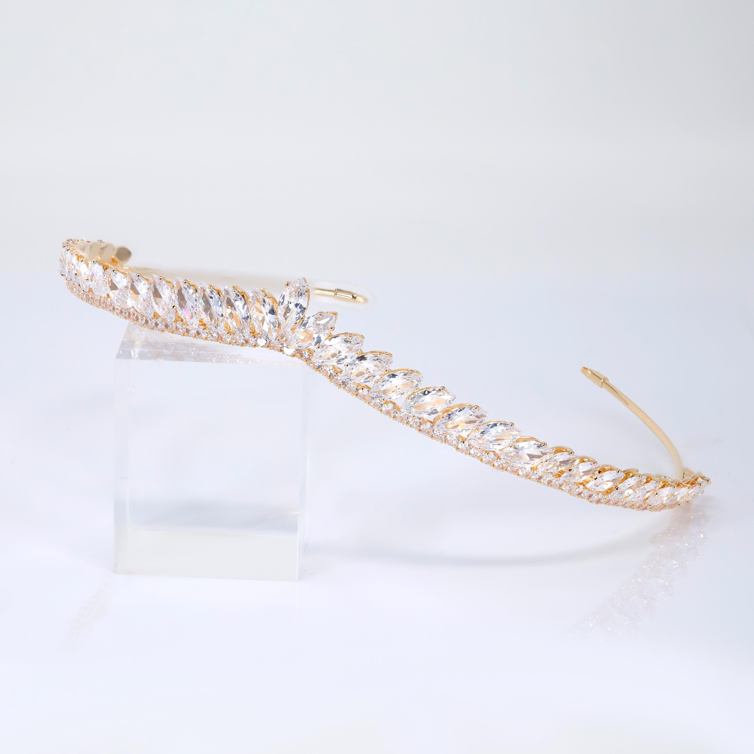 CZ A Garland of Light wedding Dainty Leaves tiara, Crystal bridal tiara, Crown Bride
