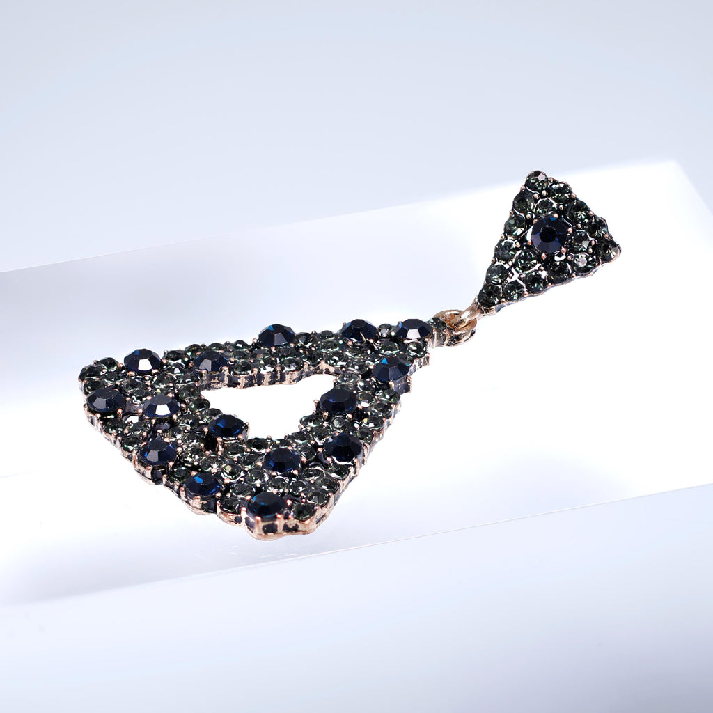 Black Deep Blue Starless Night Triangle Earrings: Valentine Statement Jewelry