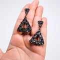 Black Deep Blue Starless Night Triangle Earrings: Valentine Statement Jewelry