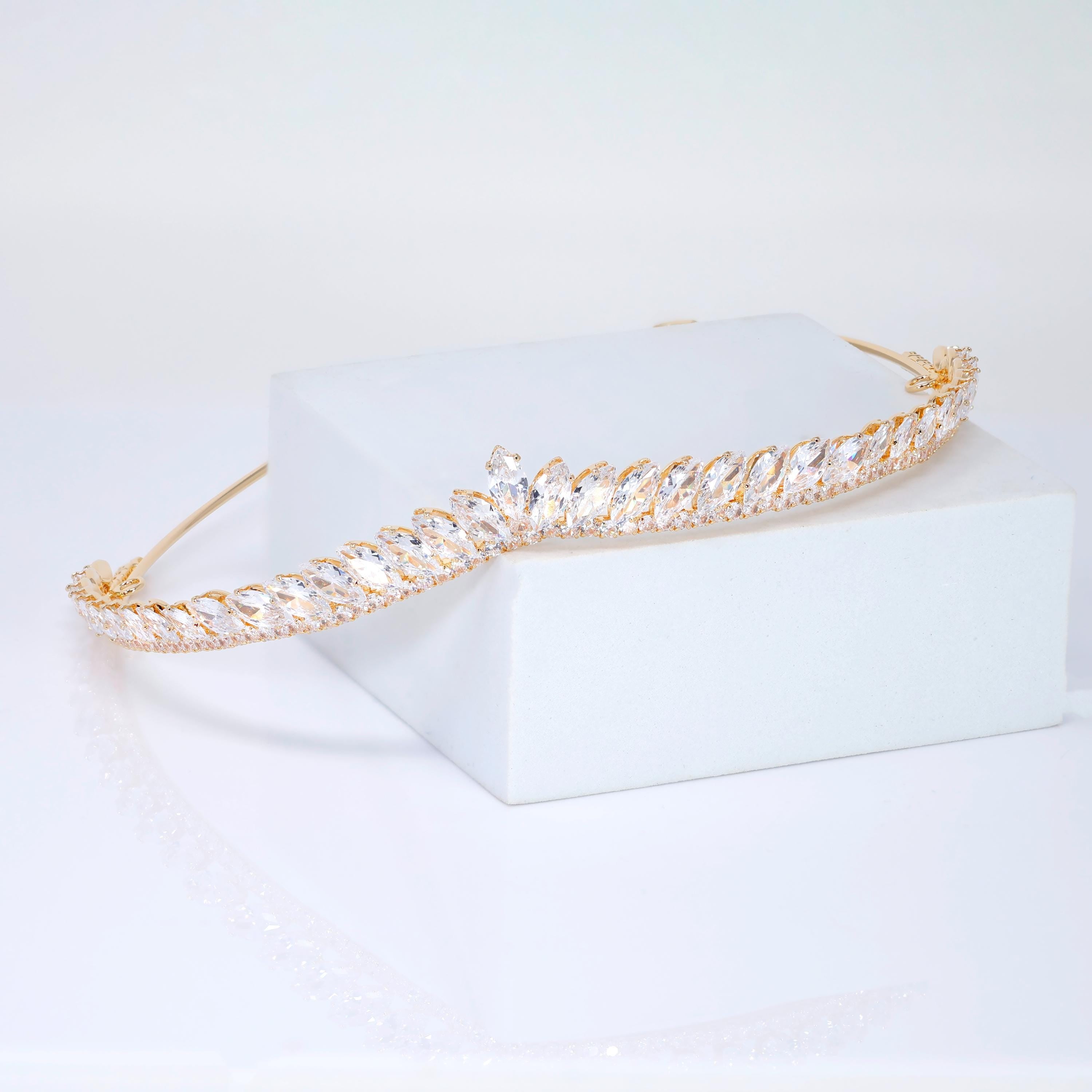 CZ A Garland of Light wedding Dainty Leaves tiara, Crystal bridal tiara, Crown Bride