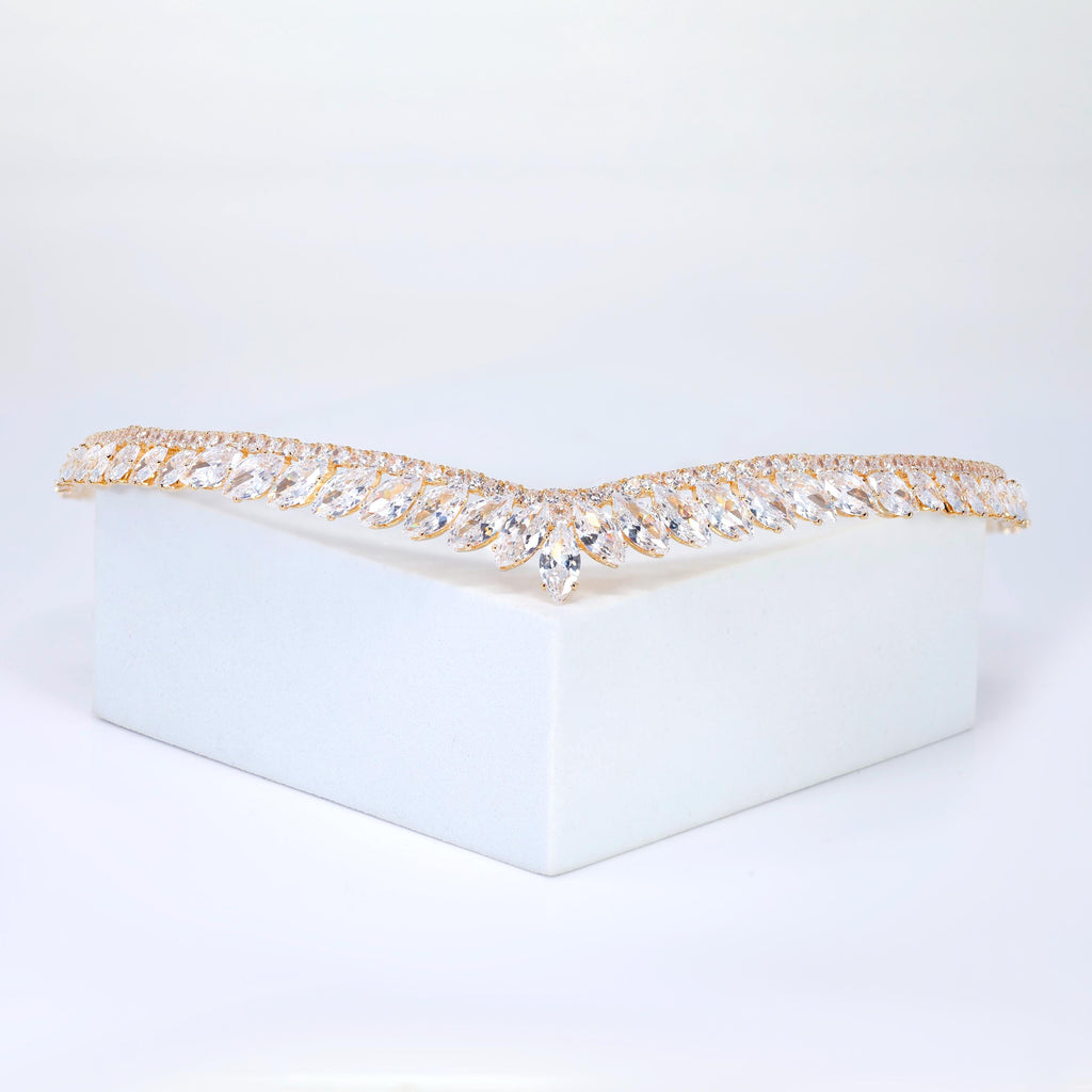 CZ A Garland of Light wedding Dainty Leaves tiara, Crystal bridal tiara, Crown Bride