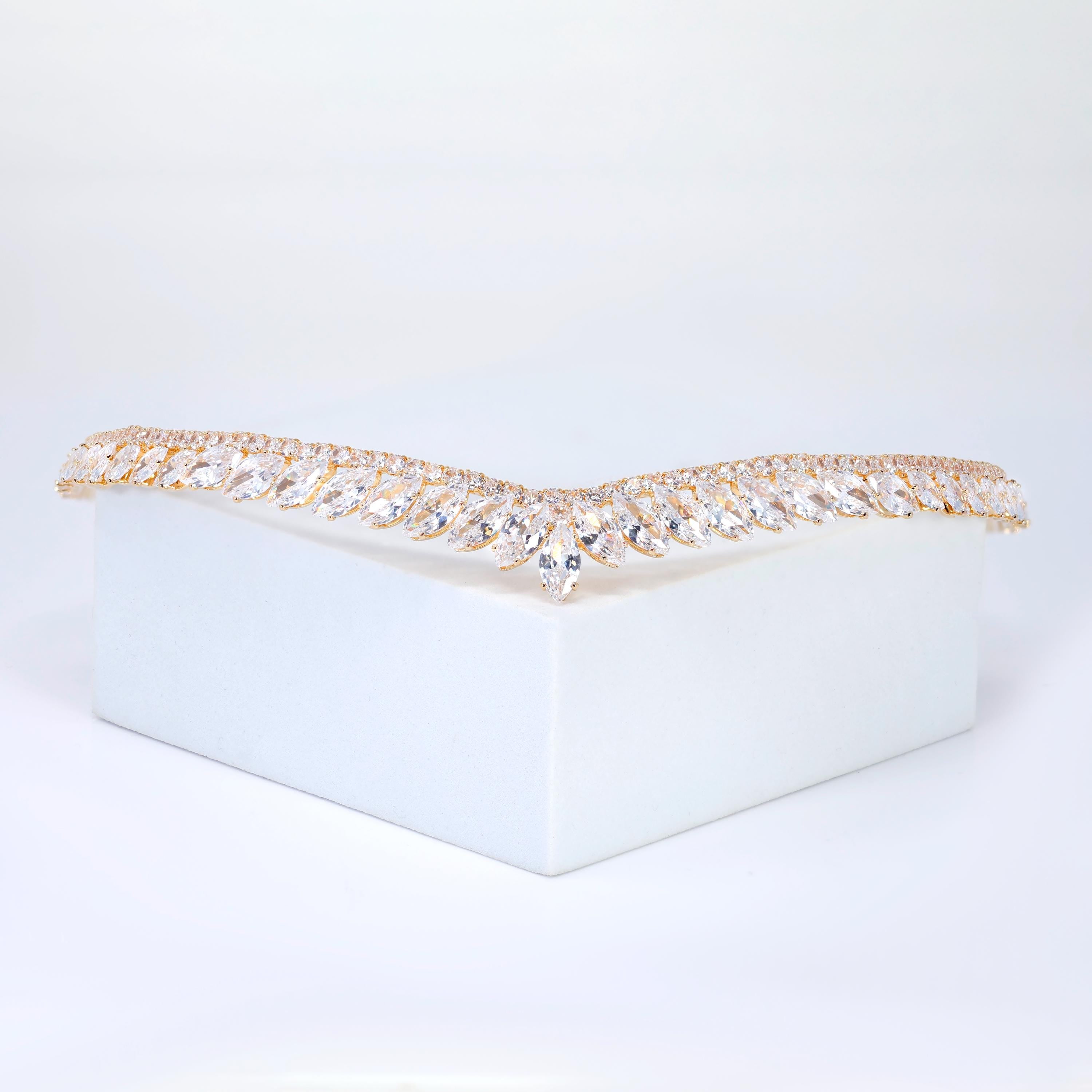 CZ A Garland of Light wedding Dainty Leaves tiara, Crystal bridal tiara, Crown Bride
