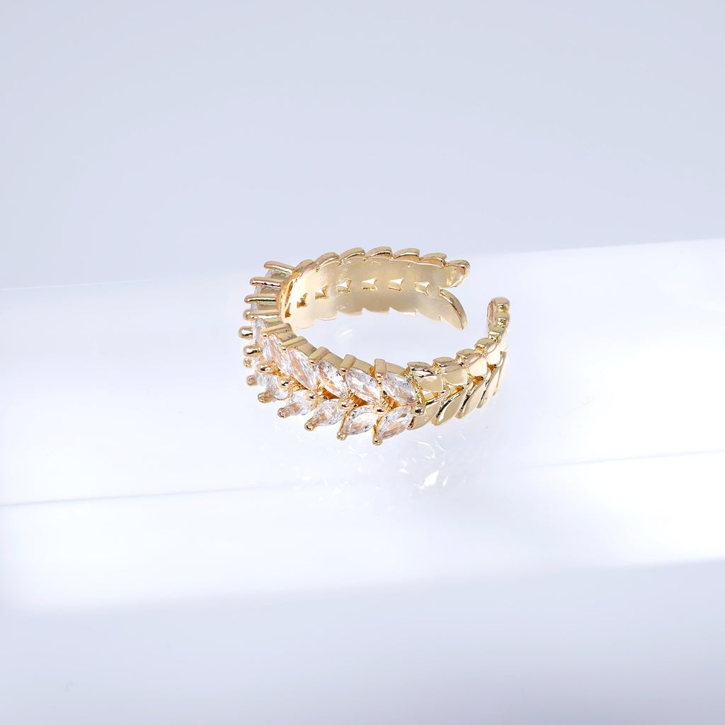 CZ Bridal Crown Band Vine Leaves Ring, Statement Ring, Engagement Ring, Promise Ring For a Friend, Friendship ring.