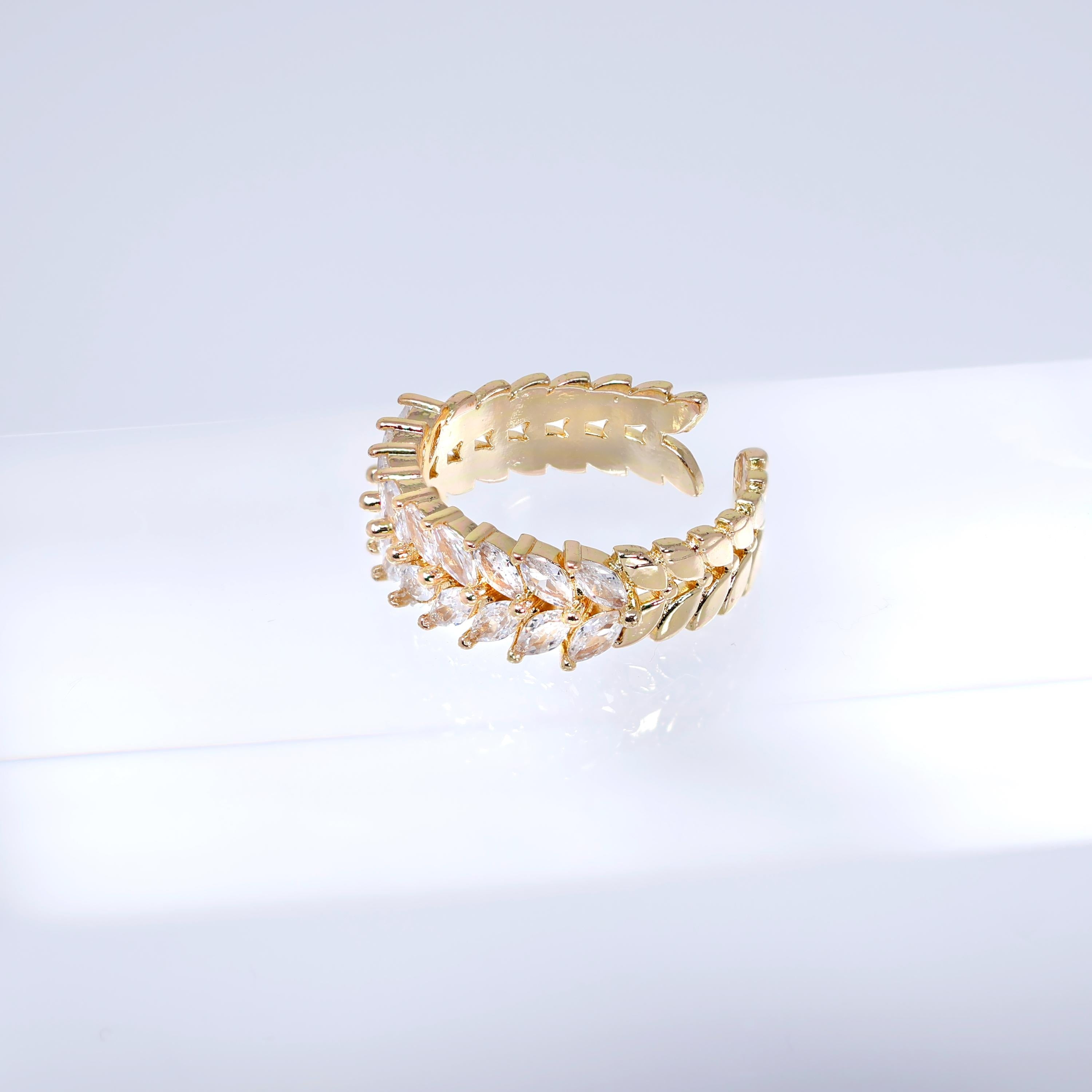 CZ Bridal Crown Band Vine Leaves Ring, Statement Ring, Engagement Ring, Promise Ring For a Friend, Friendship ring.