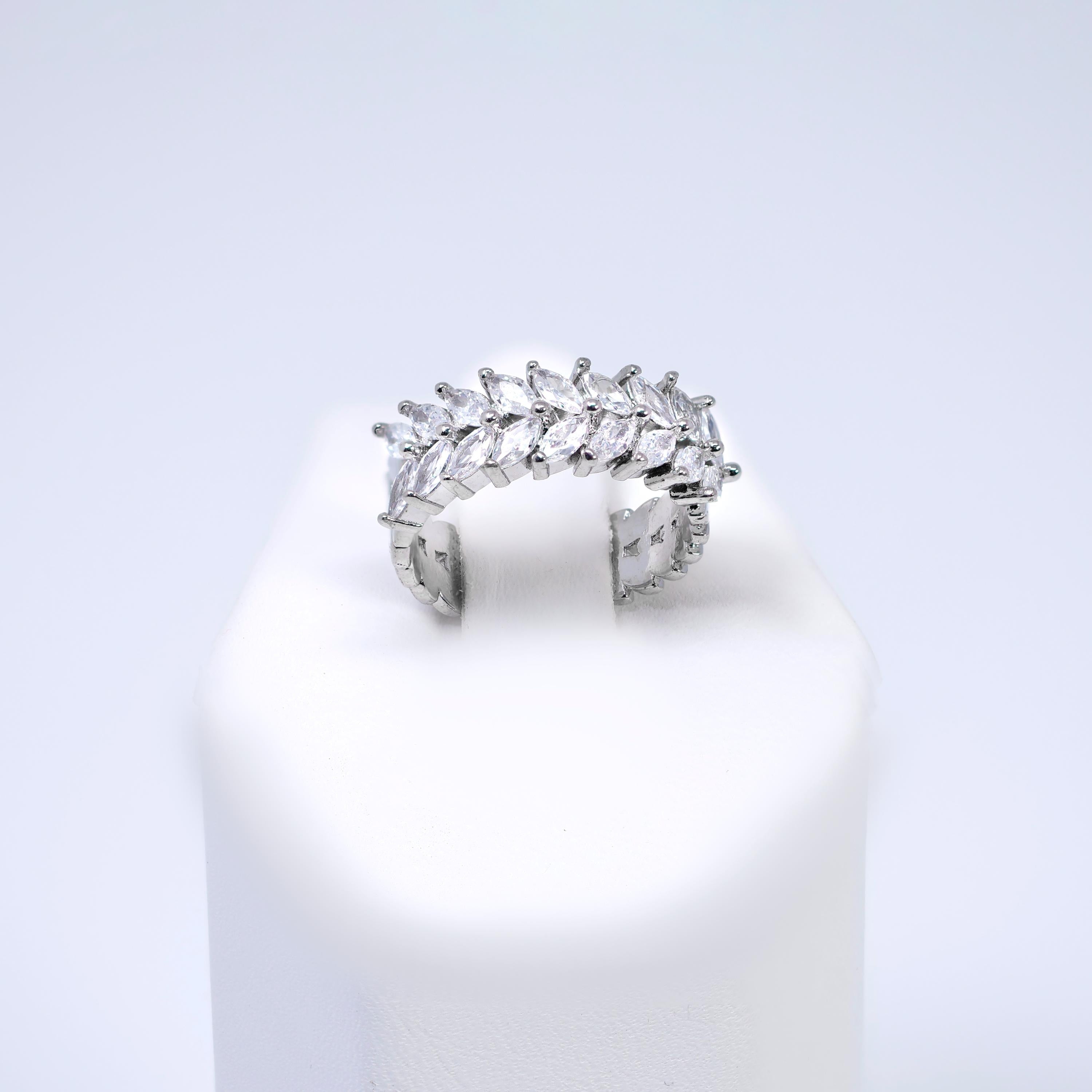 CZ Bridal Crown Band Vine Leaves Ring, Statement Ring, Engagement Ring, Promise Ring For a Friend, Friendship ring.