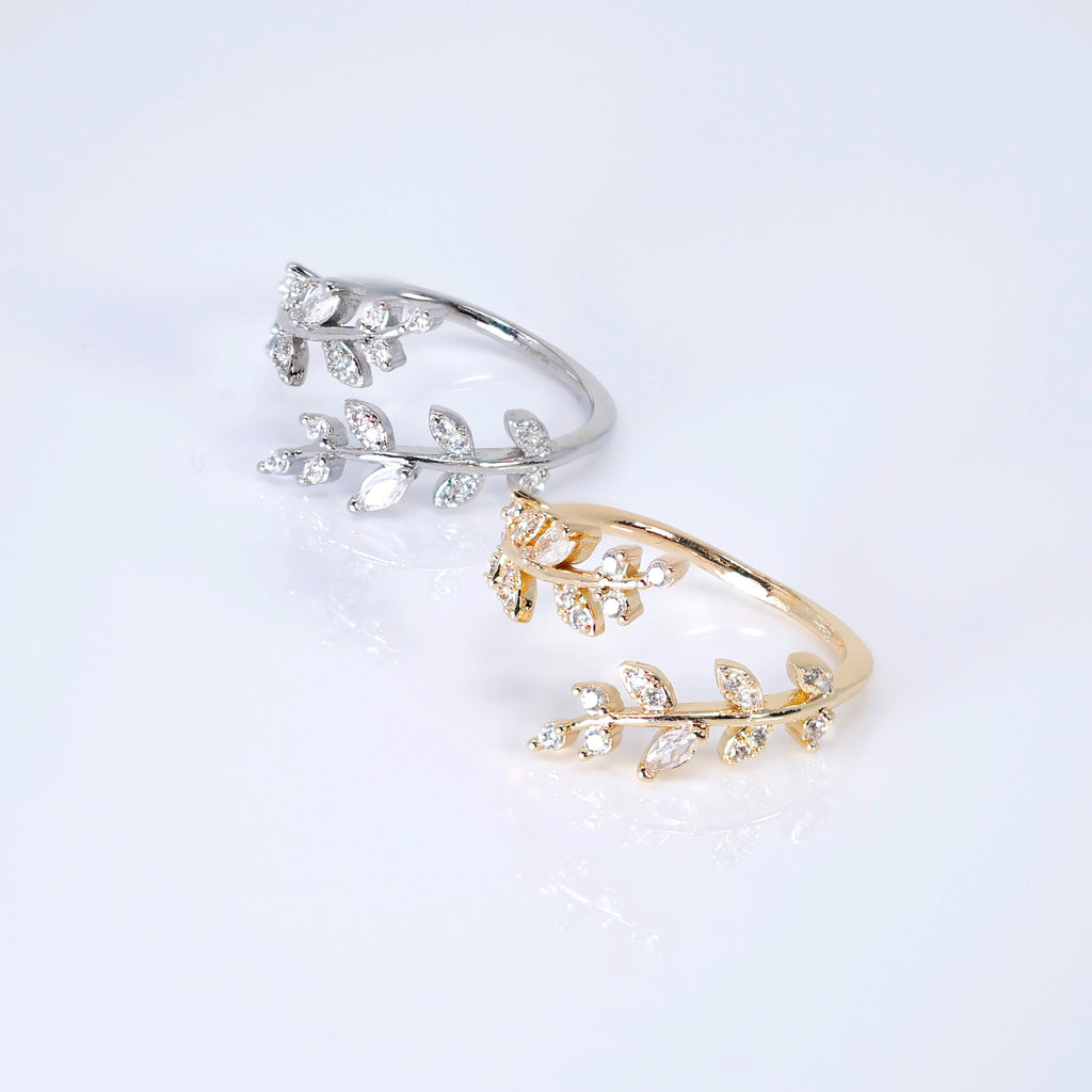 CZ Wisteria Embrace Vine Leaves Ring, Statement Ring, Engagement Ring, Promise Ring For a Friend, Friendship ring.