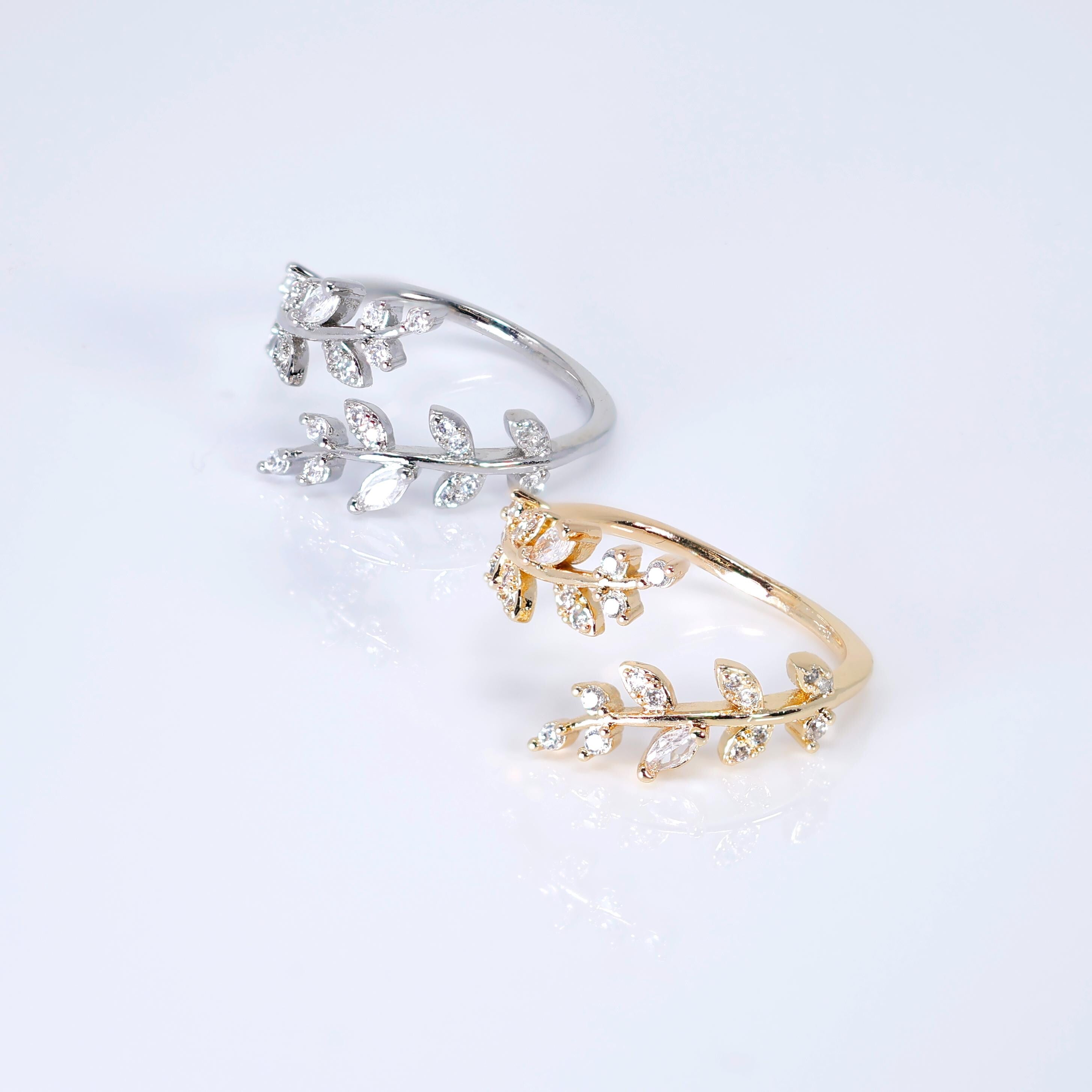 CZ Wisteria Embrace Vine Leaves Ring, Statement Ring, Engagement Ring, Promise Ring For a Friend, Friendship ring.