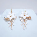 Porcelain White Jasmine flower Natural Freshwater Cultured Pearl Vine Bridal Earring, Dangle earring, Natural Cultured Pearl Earring