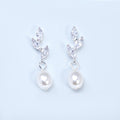 14k Gold Cubic Zirconia First light White Pearl Dew drop Dainty Earrings, Bridal Jewelry, Minimalist Earring, Crystal Statement Earrings Cz