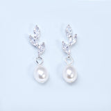 14k Gold Cubic Zirconia First light White Pearl Dew drop Dainty Earrings, Bridal Jewelry, Minimalist Earring, Crystal Statement Earrings Cz