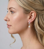 14k Gold Cubic Zirconia First light White Pearl Dew drop Dainty Earrings, Bridal Jewelry, Minimalist Earring, Crystal Statement Earrings Cz