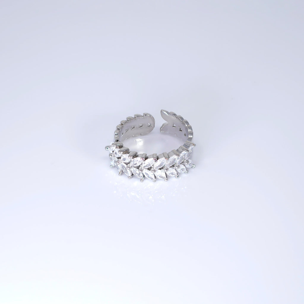 CZ Bridal Crown Band Vine Leaves Ring, Statement Ring, Engagement Ring, Promise Ring For a Friend, Friendship ring.
