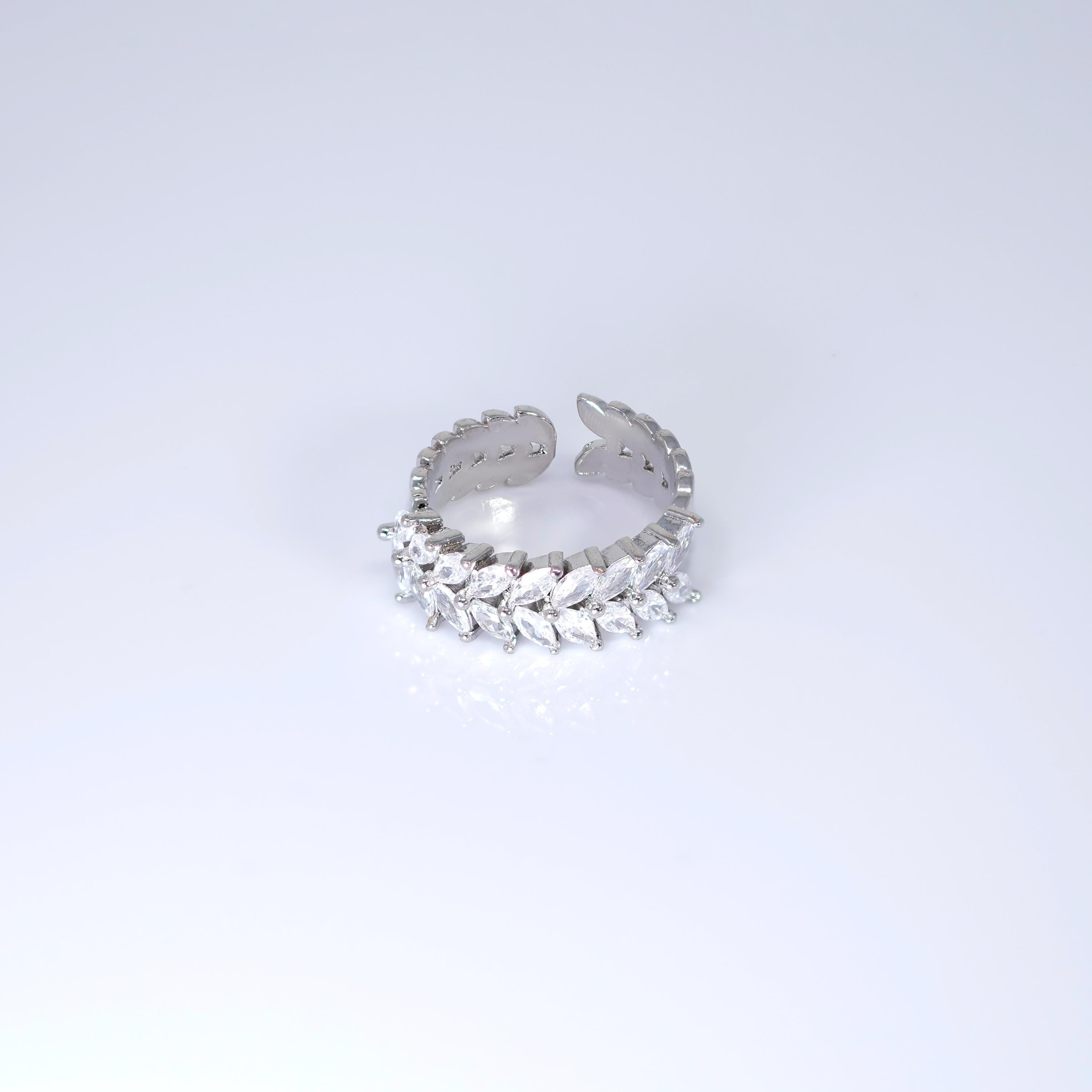 CZ Bridal Crown Band Vine Leaves Ring, Statement Ring, Engagement Ring, Promise Ring For a Friend, Friendship ring.