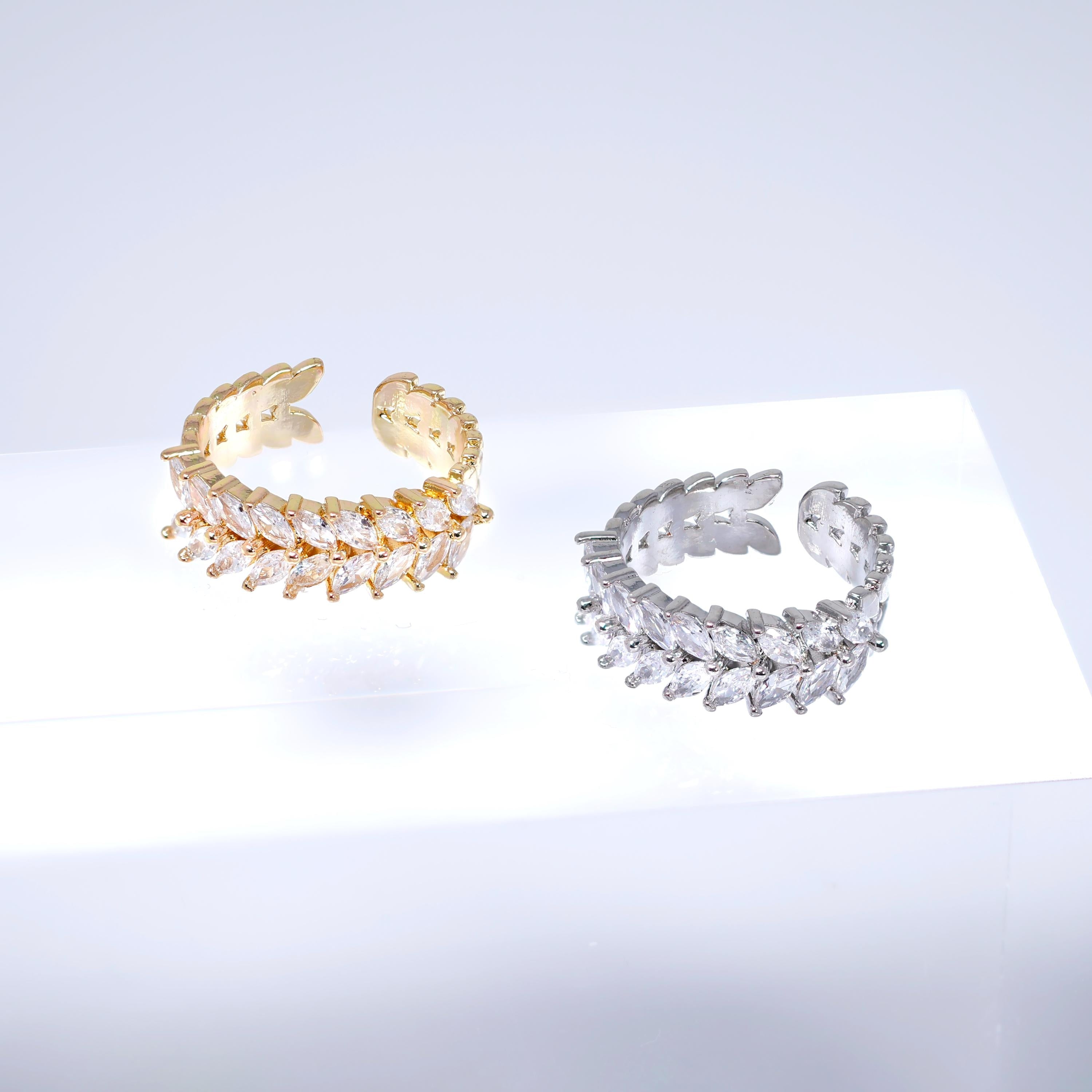 CZ Bridal Crown Band Vine Leaves Ring, Statement Ring, Engagement Ring, Promise Ring For a Friend, Friendship ring.