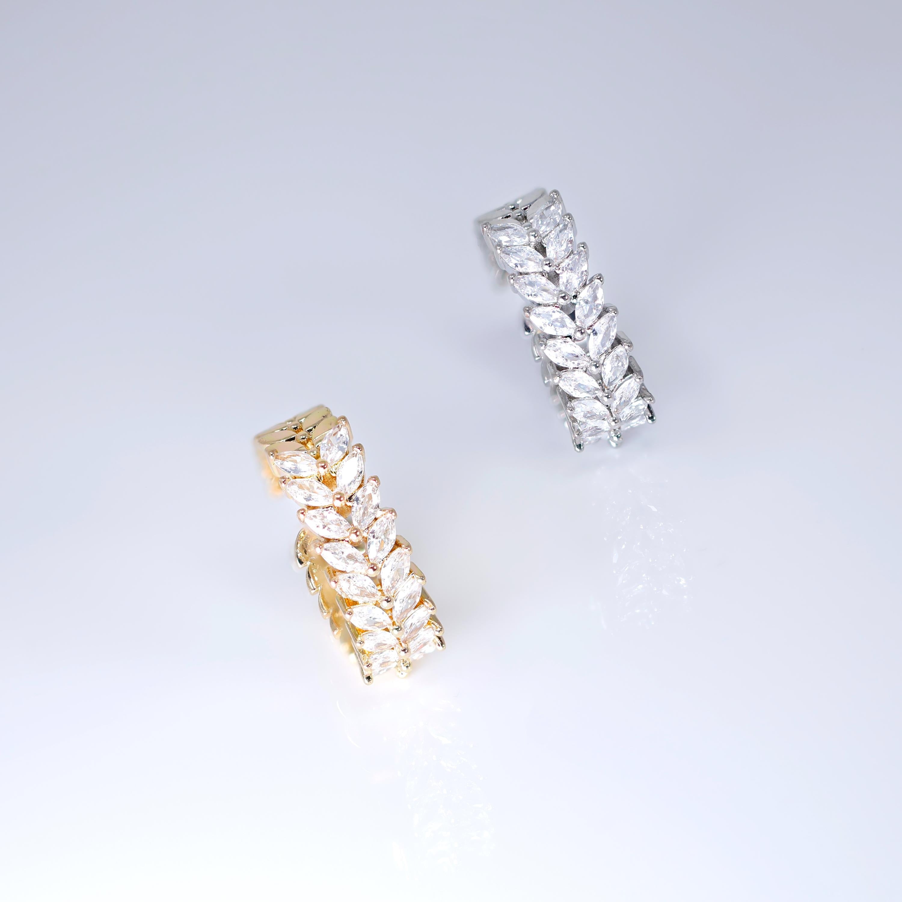 CZ Bridal Crown Band Vine Leaves Ring, Statement Ring, Engagement Ring, Promise Ring For a Friend, Friendship ring.