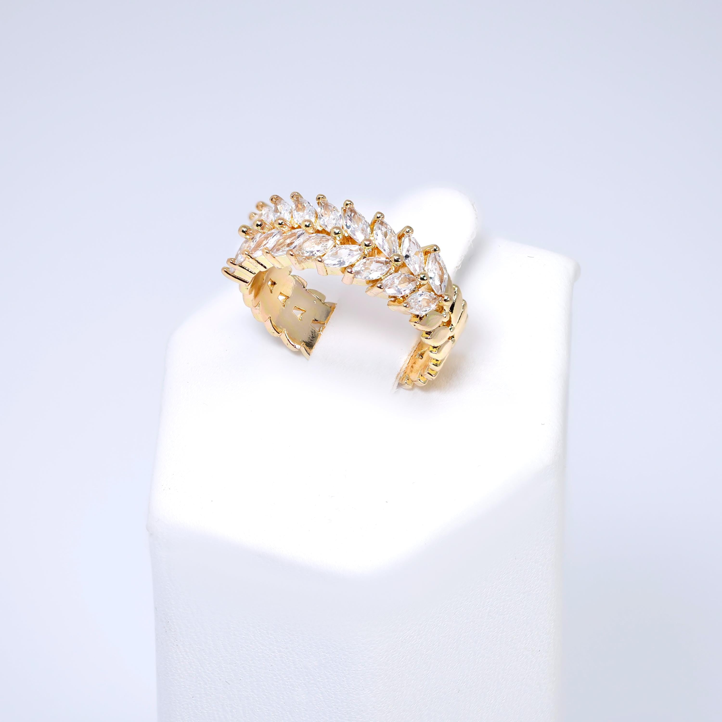 CZ Bridal Crown Band Vine Leaves Ring, Statement Ring, Engagement Ring, Promise Ring For a Friend, Friendship ring.