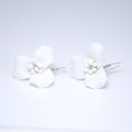 White Flower Lily Bloom Earrings, Long Bridal Jewelry Bridal Earrings Crystal Bridal Earrings Statement Earrings Cz