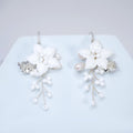 Porcelain White Jasmine flower Natural Freshwater Cultured Pearl Vine Bridal Earring, Dangle earring, Natural Cultured Pearl Earring