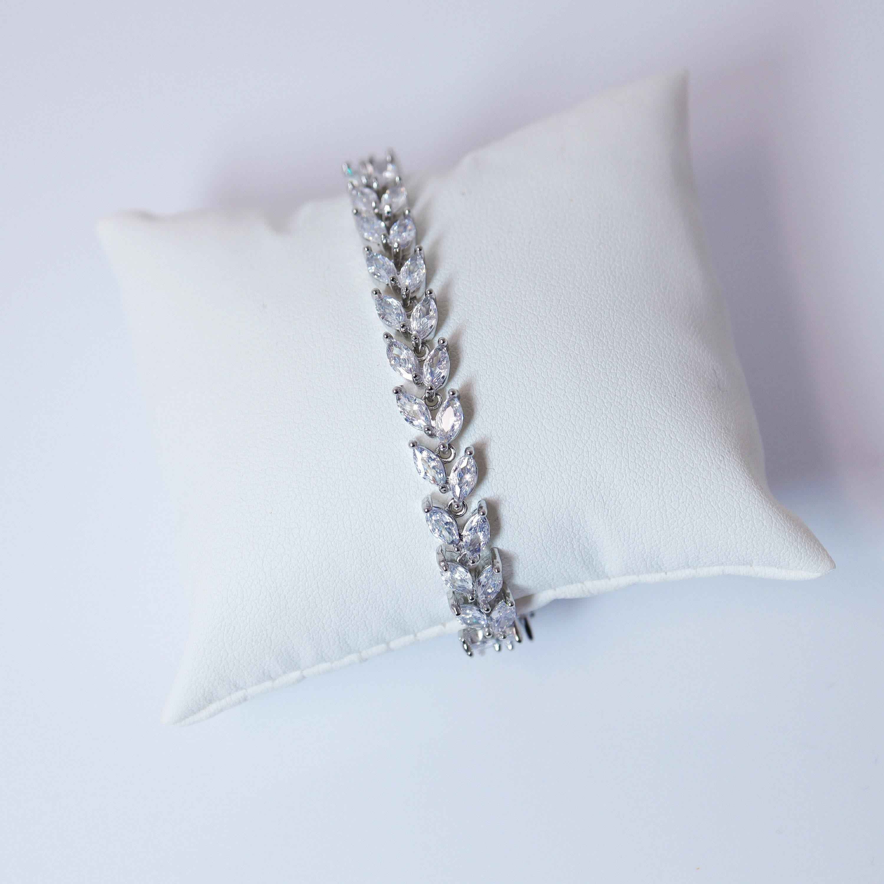 CZ Elegant Crystal Cascade Bridal Jewelry Set: Wedding Jewelry, Vine Necklace and Earrings