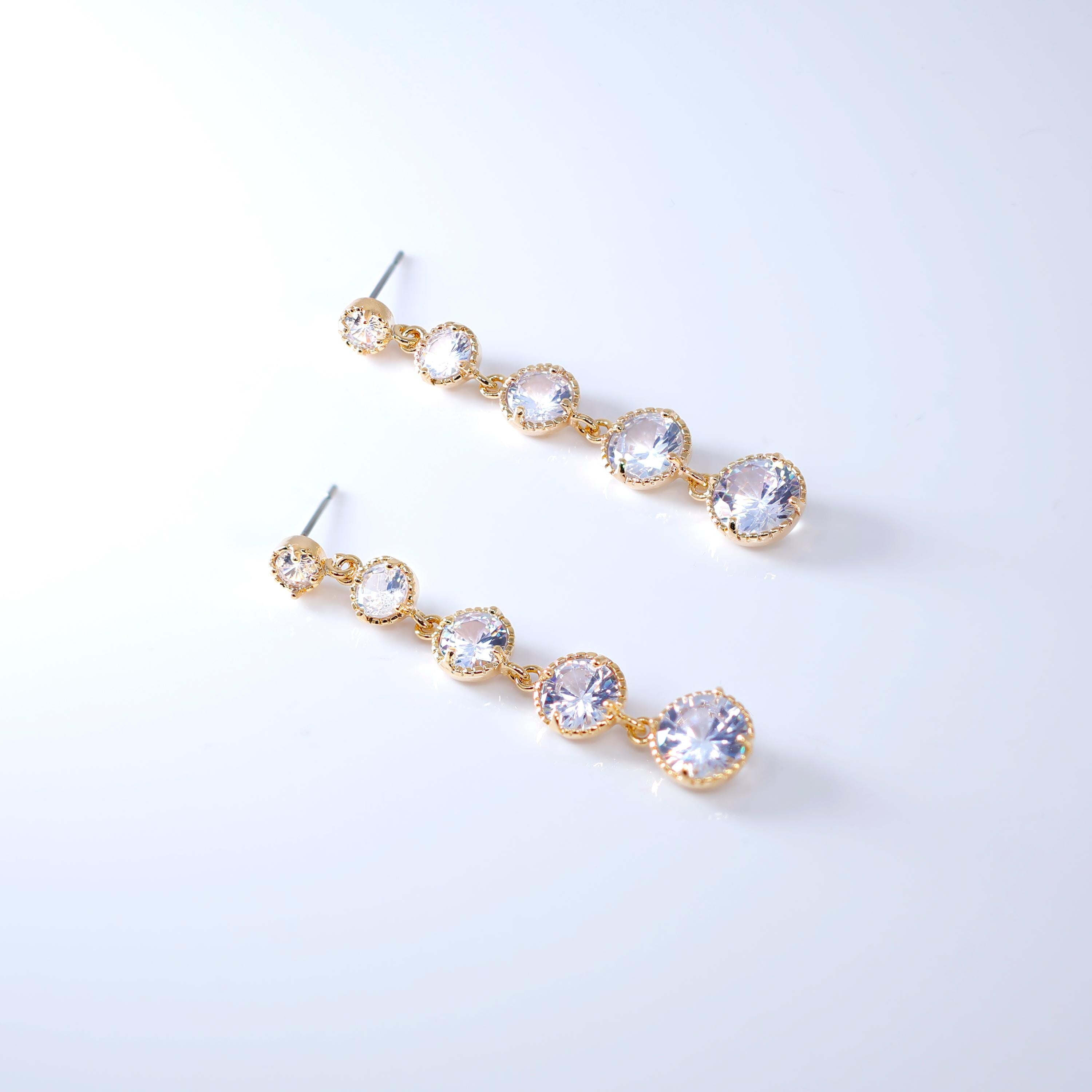 Bezel Drop CZ Diamond earrings, Tassel Bridal Jewelry Bridal Earrings Crystal Bridal Earrings Statement earrings Cz