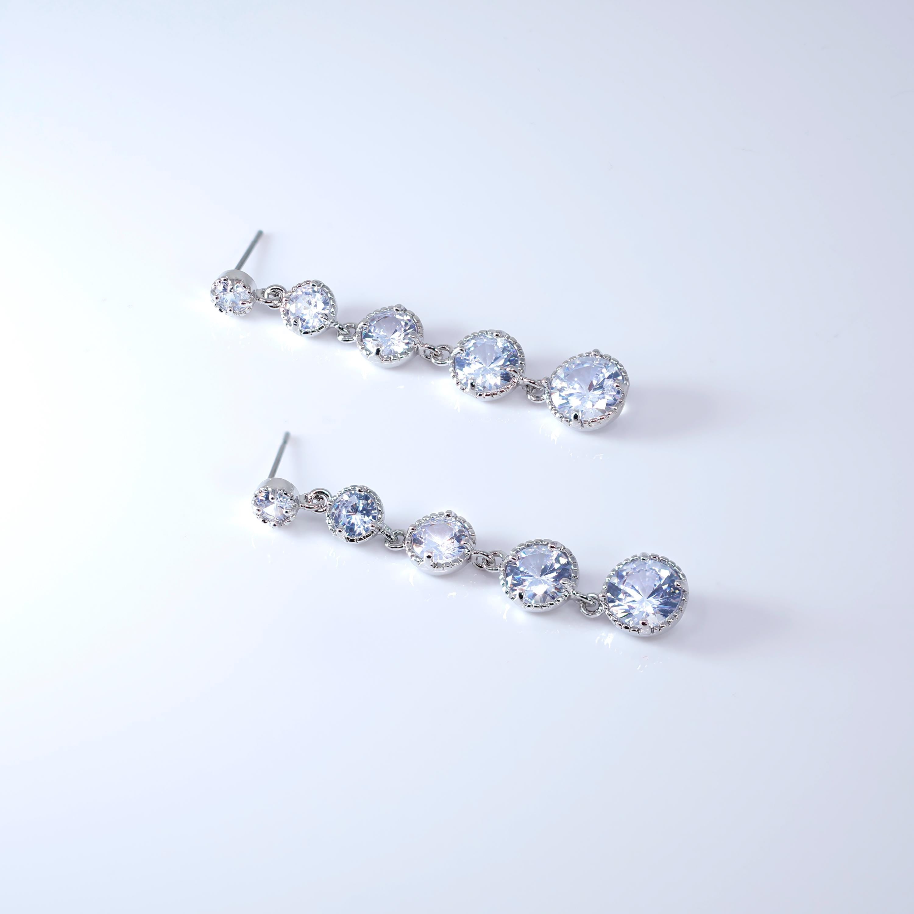 Bezel Drop CZ Diamond earrings, Tassel Bridal Jewelry Bridal Earrings Crystal Bridal Earrings Statement earrings Cz