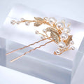 Silver And Gold Leaves And Pearls Hair Pins Set, Bridal Hair Accessories, Gift For Her
