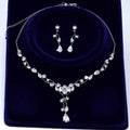CZ Elegant Crystal Cascade Bridal Jewelry Set: Wedding Jewelry, Vine Necklace and Earrings
