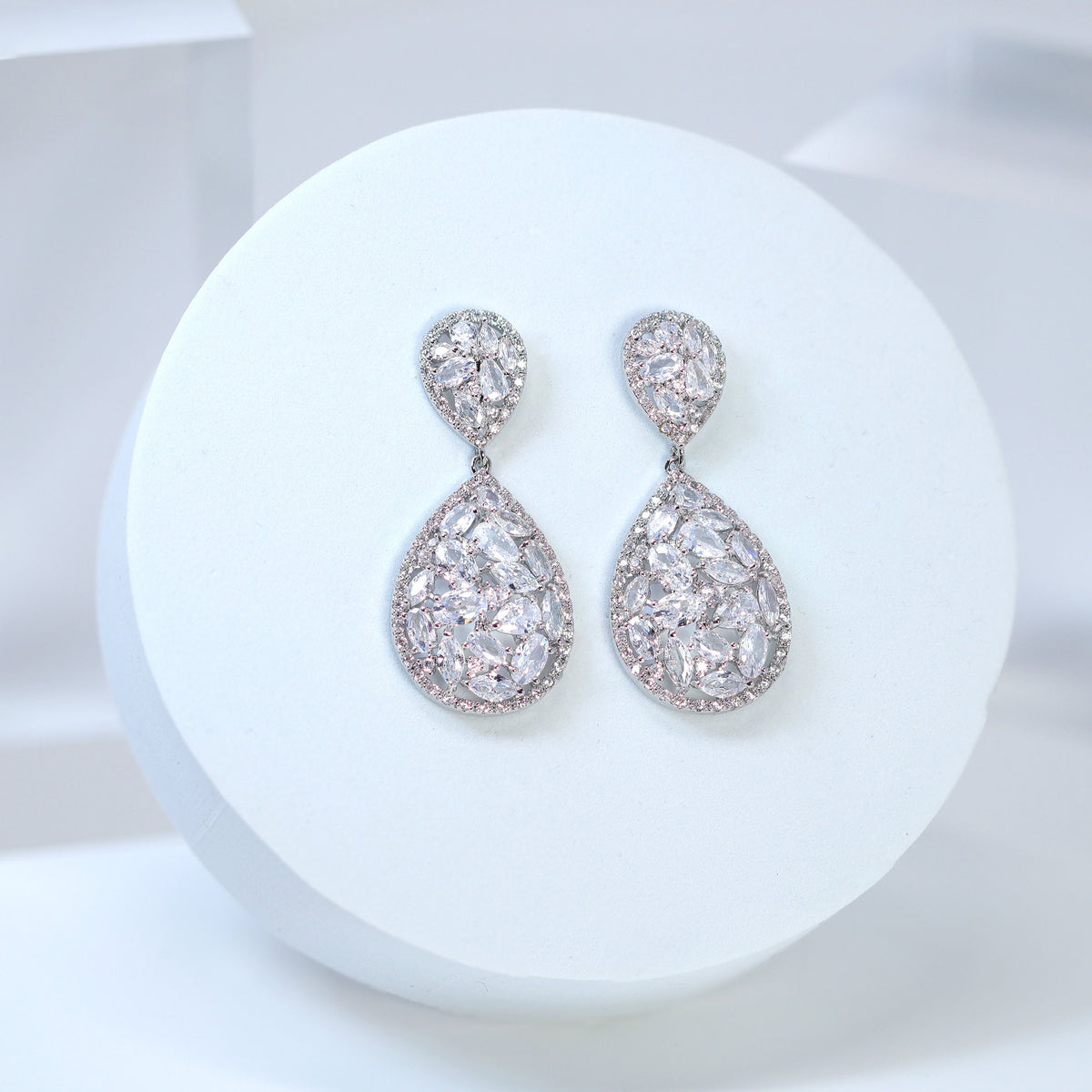 Swarovski Crystal Tear drop Galaxy Earrings, Bridal Jewelry, Bridal Earrings, Crystal Bridal Earrings, Statement Earrings Cz