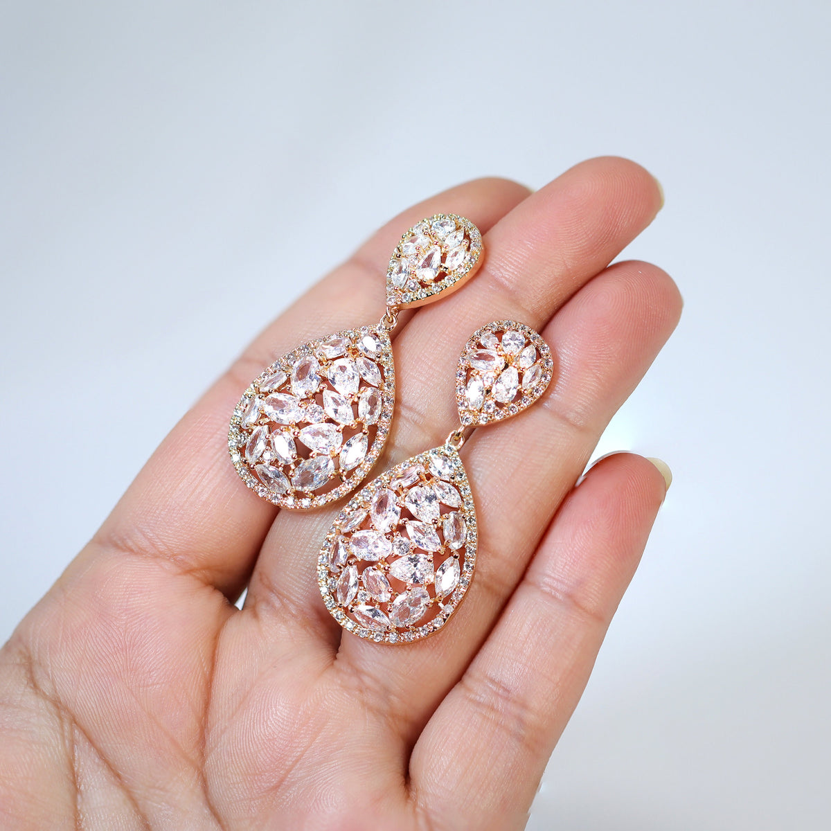 Swarovski Crystal Tear drop Galaxy Earrings, Bridal Jewelry, Bridal Earrings, Crystal Bridal Earrings, Statement Earrings Cz