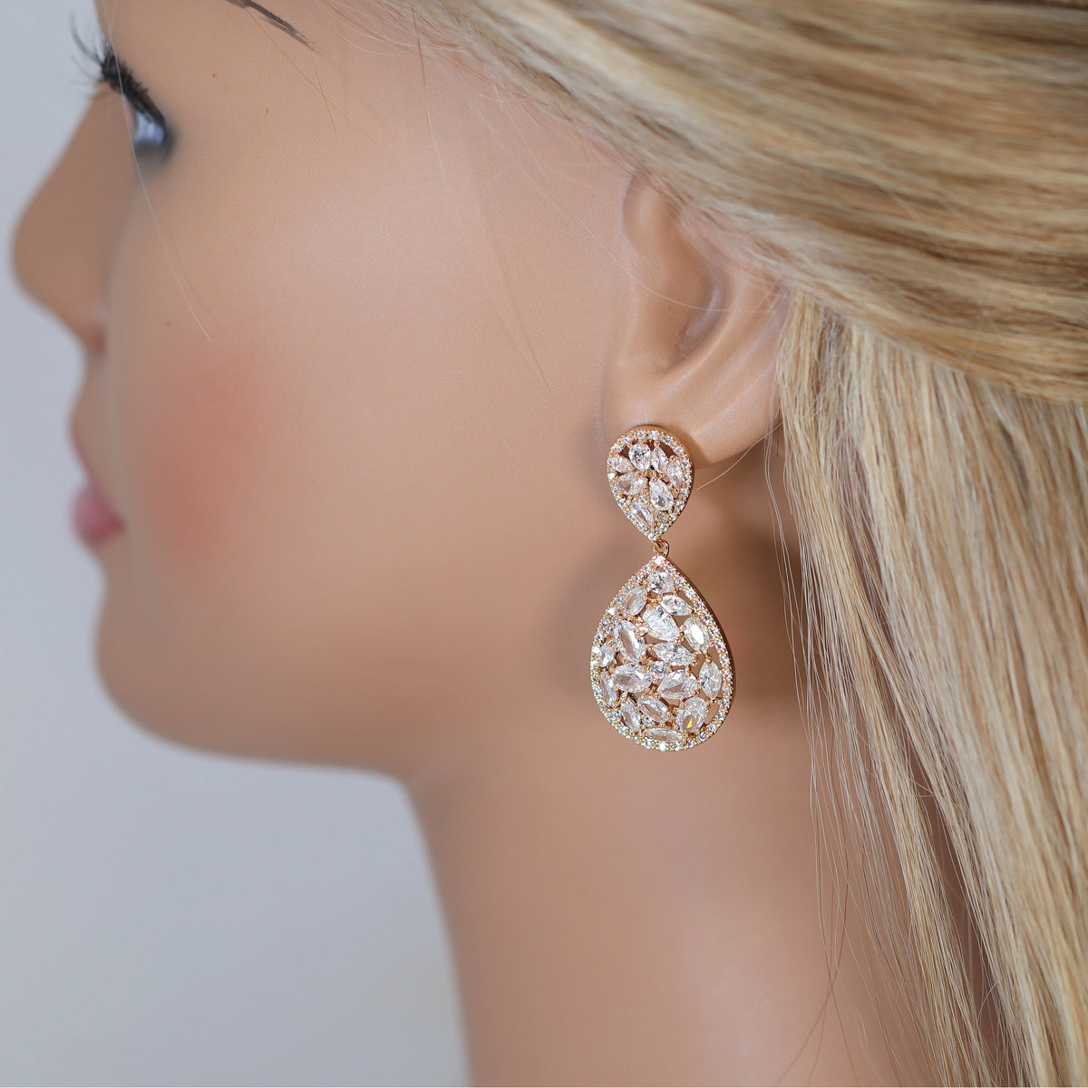 Swarovski Crystal Tear drop Galaxy Earrings, Bridal Jewelry, Bridal Earrings, Crystal Bridal Earrings, Statement Earrings Cz