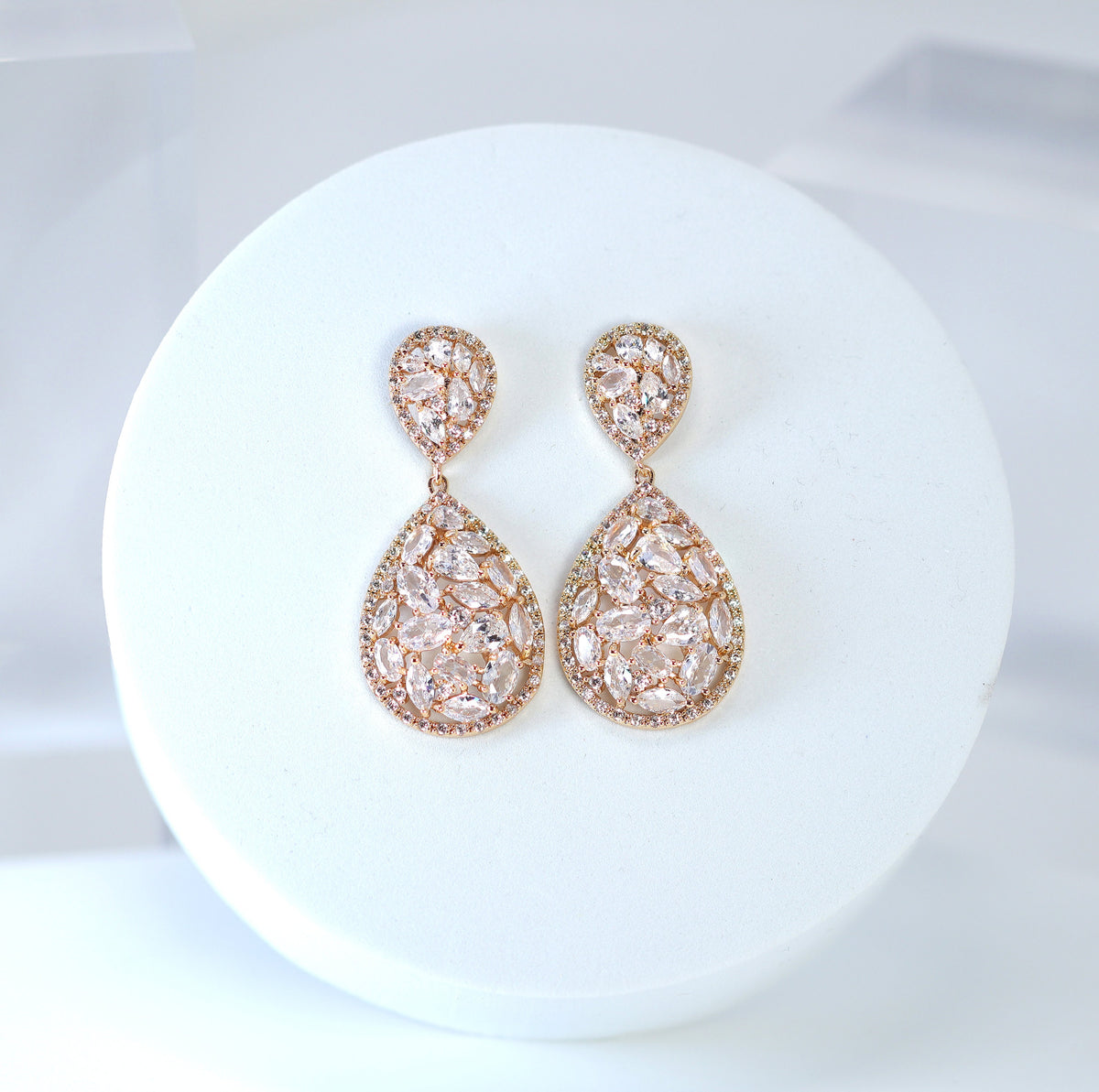 Swarovski Crystal Tear drop Galaxy Earrings, Bridal Jewelry, Bridal Earrings, Crystal Bridal Earrings, Statement Earrings Cz