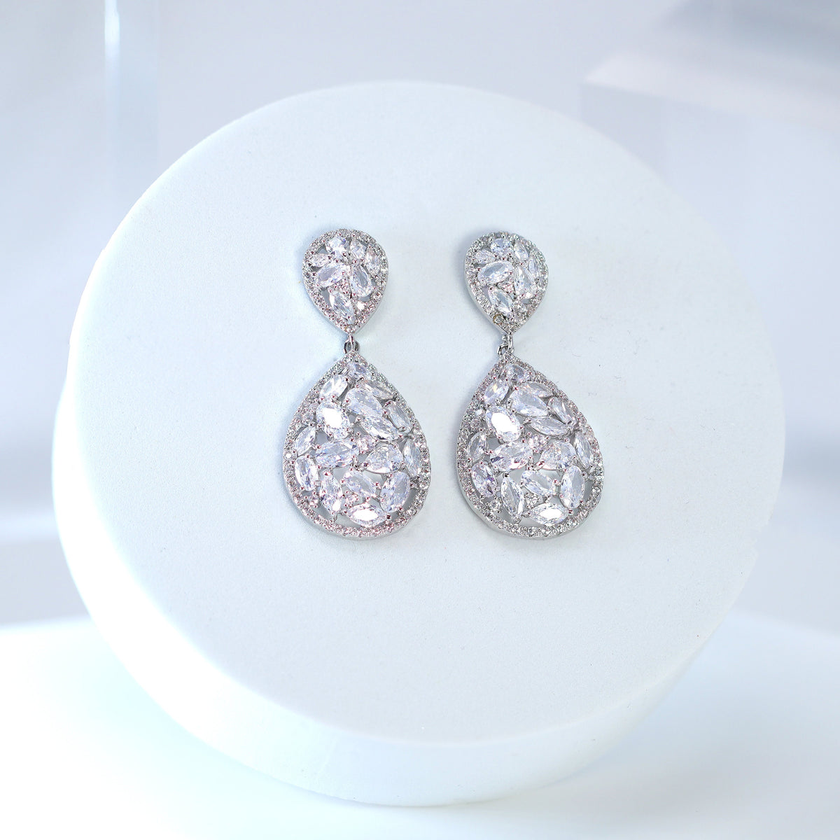 Swarovski Crystal Tear drop Galaxy Earrings, Bridal Jewelry, Bridal Earrings, Crystal Bridal Earrings, Statement Earrings Cz