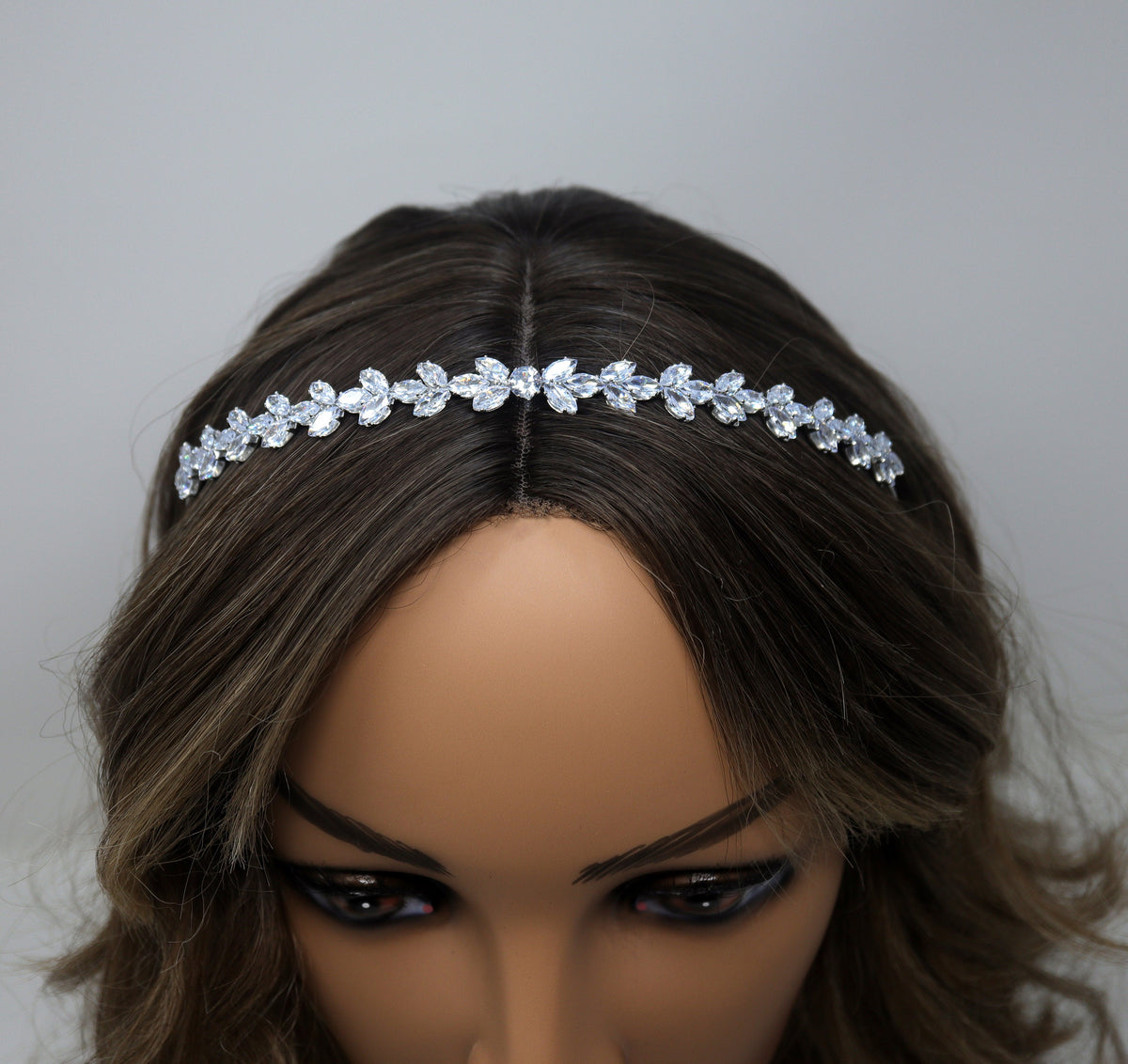 CZ Endless Devotion Dainty Vine Three Leaves , Hair Vine Headband, Bridal Hair Vine, Delicate Headband, Hair accessories